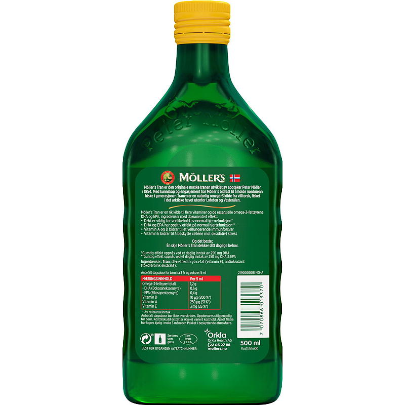Olio di fegato di merluzzo Möller's 500 ml Naturale
