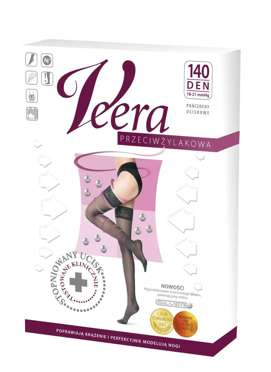 Veera Pończochy przeciwżylakowe 140 DEN, kolor Karmel, rozmiar 1/2