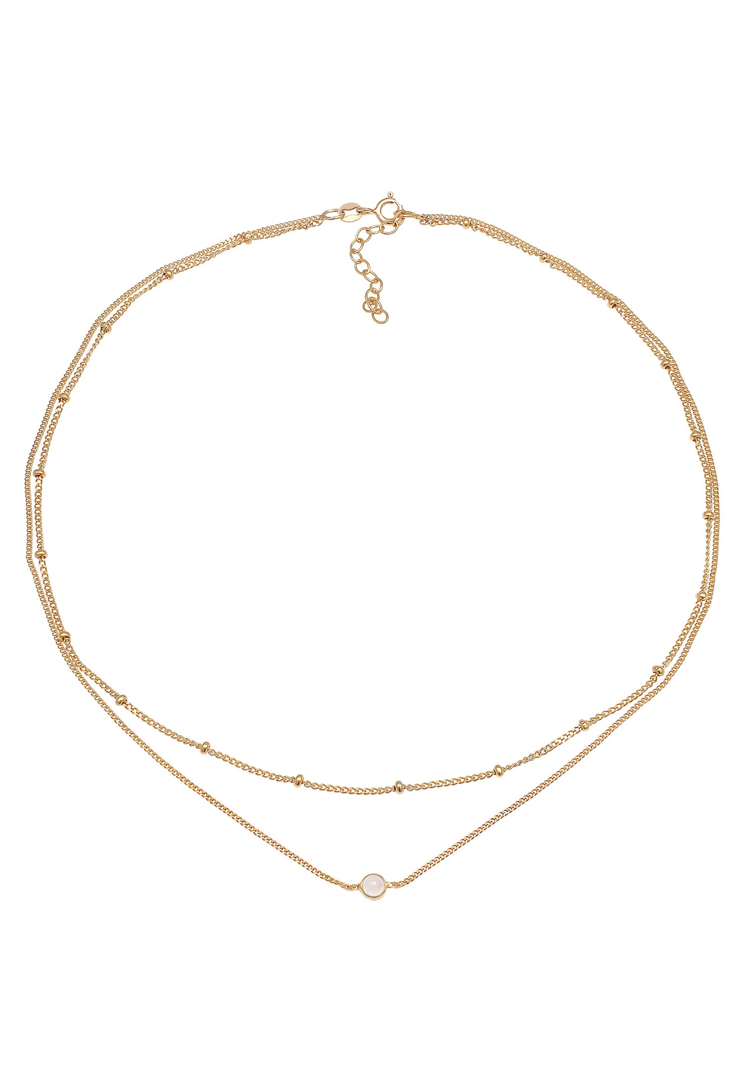 Elli Collier à chaîne boule en plaqué or 925 en argent sterling avec quartz rose