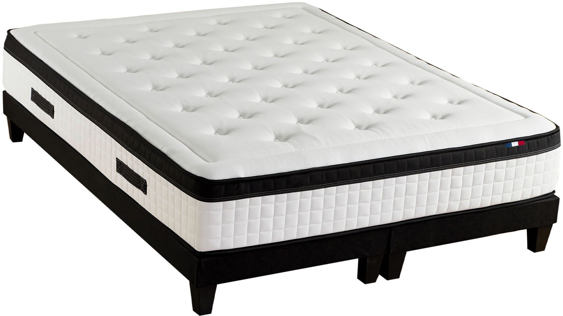 COMFORT DESIGN Quatuor Mattress + bed base 180 x 200 - 30 cm thick - 4 technologies - Spring/Memory/Latex/HR - Made in France
