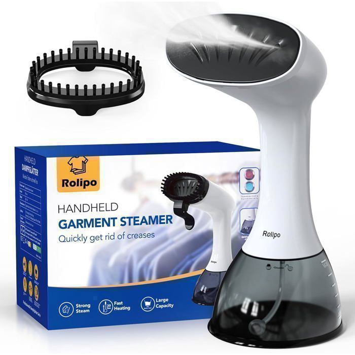 Rolipo Défroisseur à main, portable Voyage Vapeur Steamer, 1640W 400ML, Débit vapeur 33g/min