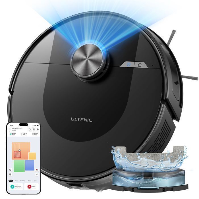 DL10 Robot Vacuum Cleaner - ULTENIC - 8000Pa / Up to 200 Mins - App and Alexa Connectivity - Pet Hair - Carpets