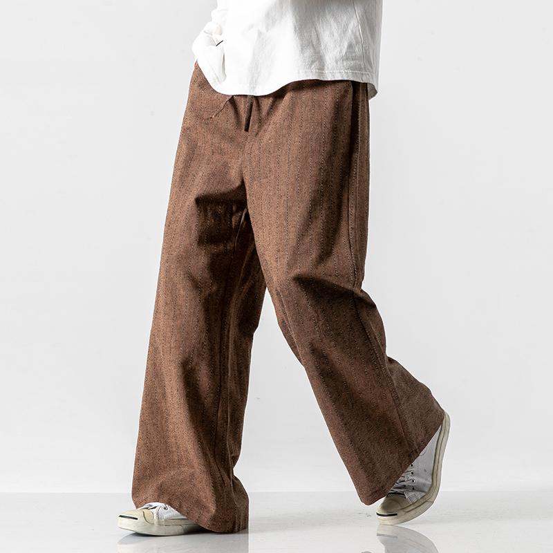 Gestreepte harembroek voor heren, nieuwe mode, hoge kwaliteit, casual, losse broek voor heren, katoen-linnen, herenbroek, maat 5XL, dropshipping.