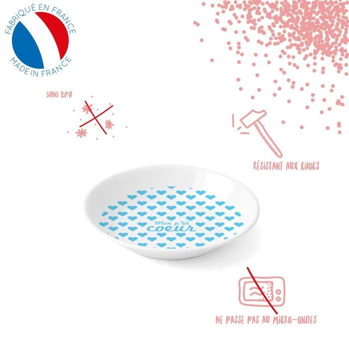 Mill'O Baby - Babyschüssel - weiß mit blauen Herzen - Melamin