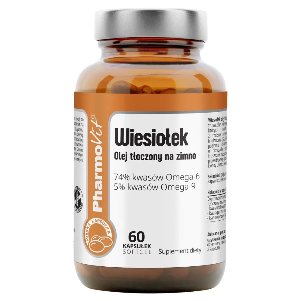 PharmoVit Clean Label Wiesiołek Olej z wiesiołka tłoczony na zimno Kapsułki