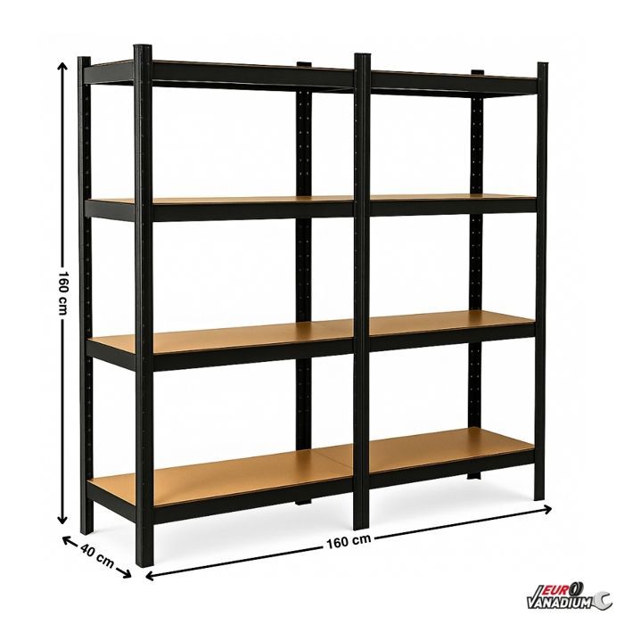 Double workbench shelf for heavy loads, 160 x 160 x 40 cm, Storage shelf - EURO VANADIUM - 640 kg