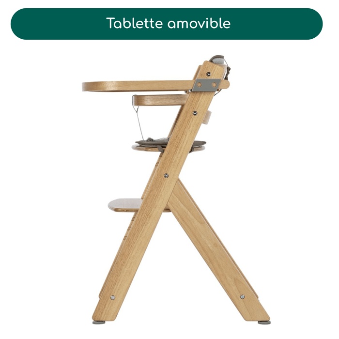 Bebeconfort Timba2 + Cushion, Baby High Chair, 6 Months - 99 Years, Up to 110 kg, Adjustable Seat/Footrest, Natural Wood + Beige