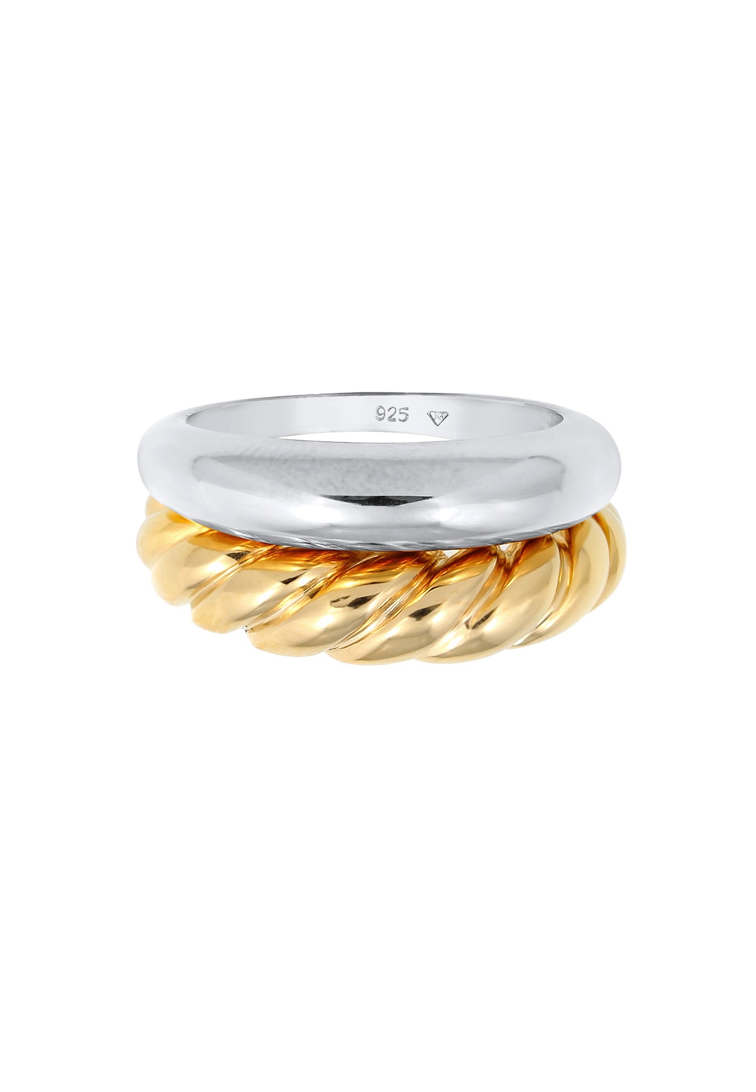 Elli PREMIUM Tordu Blogger Tendance Basic Bague Femme - (925/1000) Argent