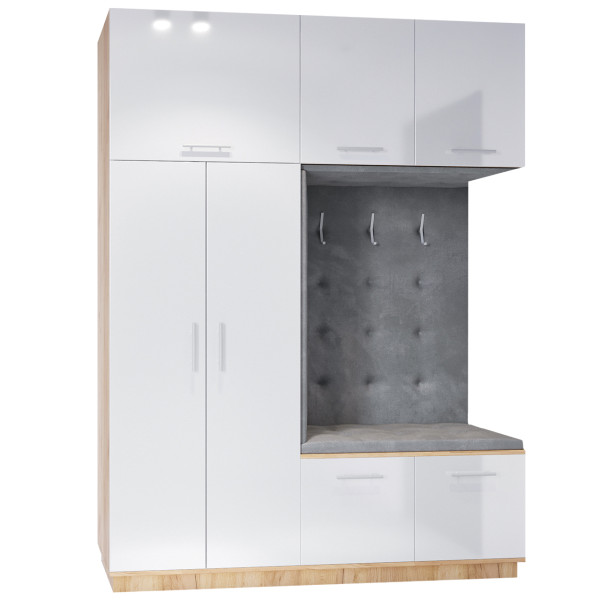 Garderoba prawa CRENON 2 craft złoty / biały połysk