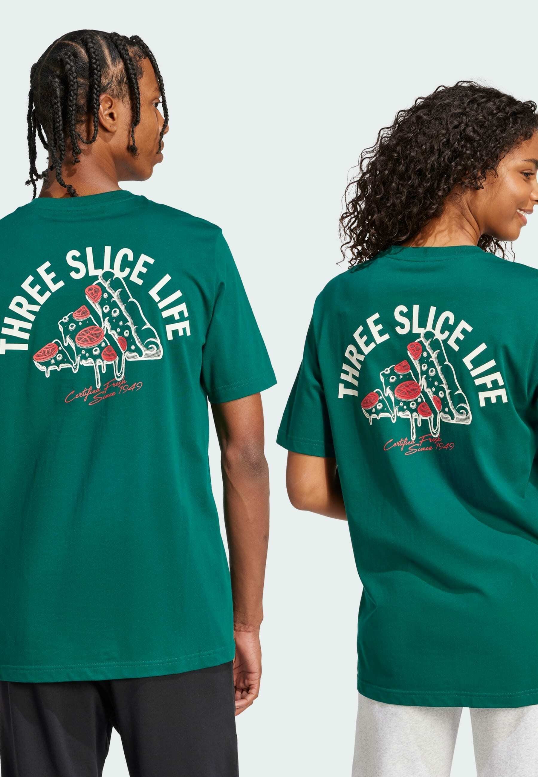adidas Sportswear LOUNGE PIZZA GRAPHIC - Tričko s potlačou - collegiate green