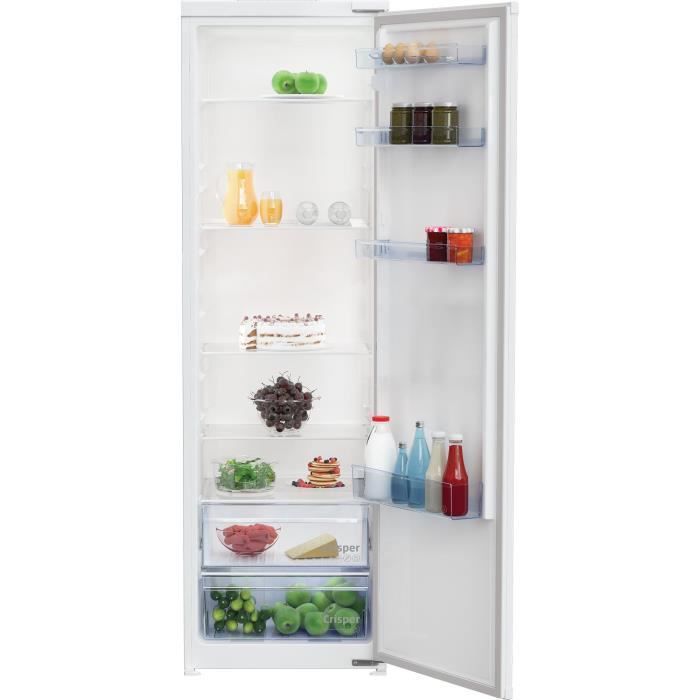 Réfrigérateur monoporte - BEKO - BSSA315K4SN - Intégrable - 309 L - Classe E - Clayette porte bouteille - 185,4x57,5x60