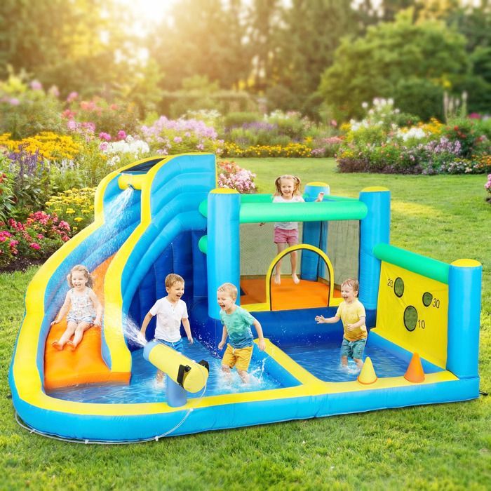 AIYAPLAY Inflatable Castle - 8 in 1 - Blower, Slide, Trampoline, Ball Pit - Oxford - 350x320x190cm - Multicolored