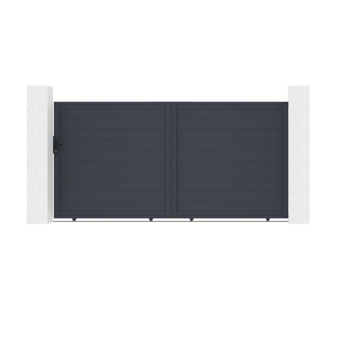 Conjunto de puerta corredera y puerta peatonal - Casanoov - EIGER - 3,5 m de altura (178 cm) / Puerta peatonal de 1 m de altura (178 cm) - Gris antracita - Aluminio