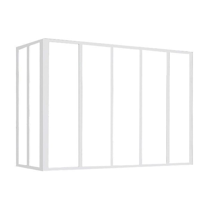 Mampara de cristal esquinera estilo taller en aluminio con recubrimiento en polvo - 150 x 60 x 130 cm - Blanco - BAYVIEW
