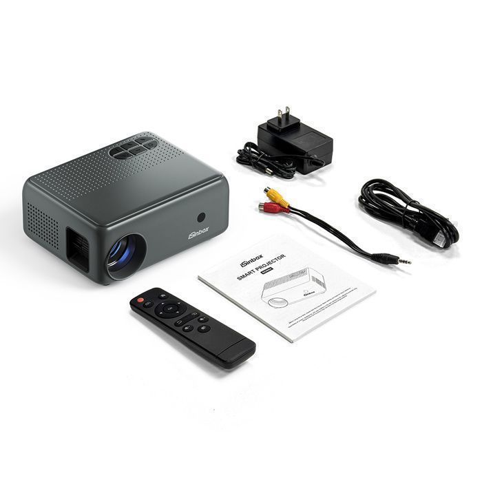 Projecteur Portable Gris WiFi 6, Vidéoprojecteur Intelligent 4K Supportée Full HD, Bluetooth 5.0, Home Cinéma