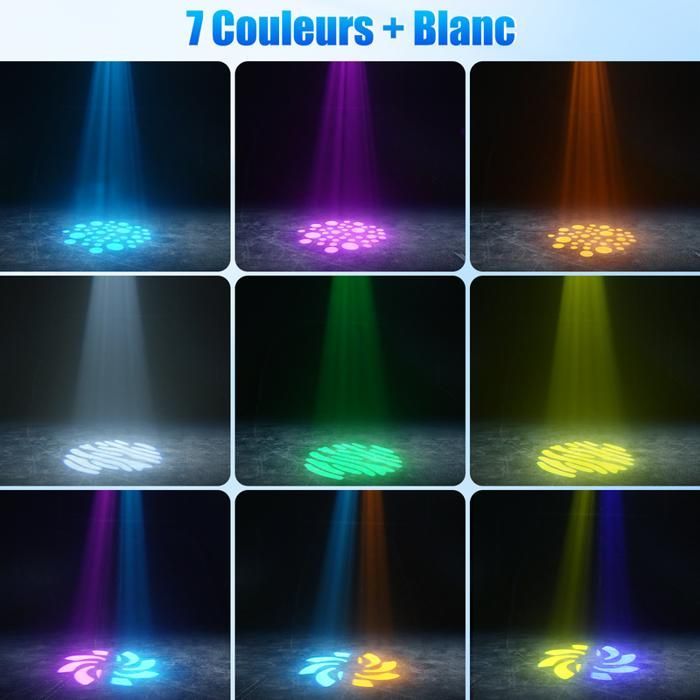 U'king Lighting Effects - Testa mobile a LED RGBW da 120W con effetto gobo e fascio luminoso - Per DJ, feste e discoteche - Nero, confezione da 4