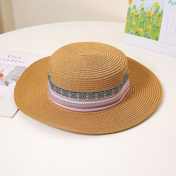FUNMOON Sombrero de paja para niño con orejas decoradas con el personaje Baby Sun y cubo de playa Panamá - 777052
