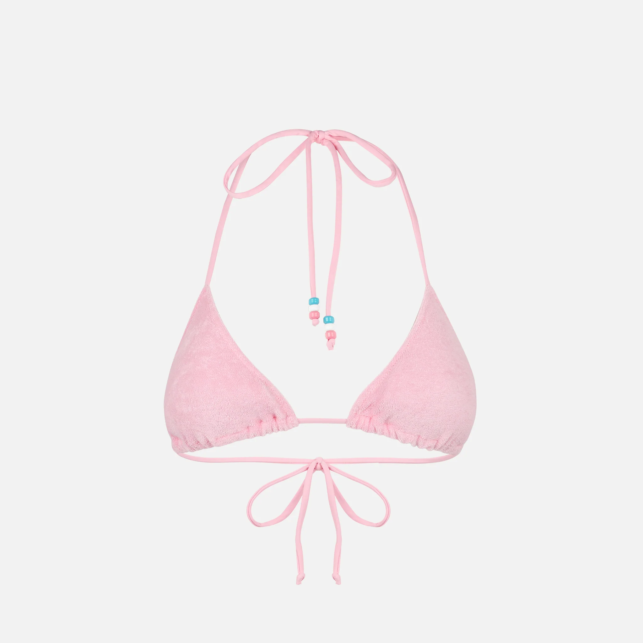 Traje de baño triangular para mujer de esponja con adornos.
