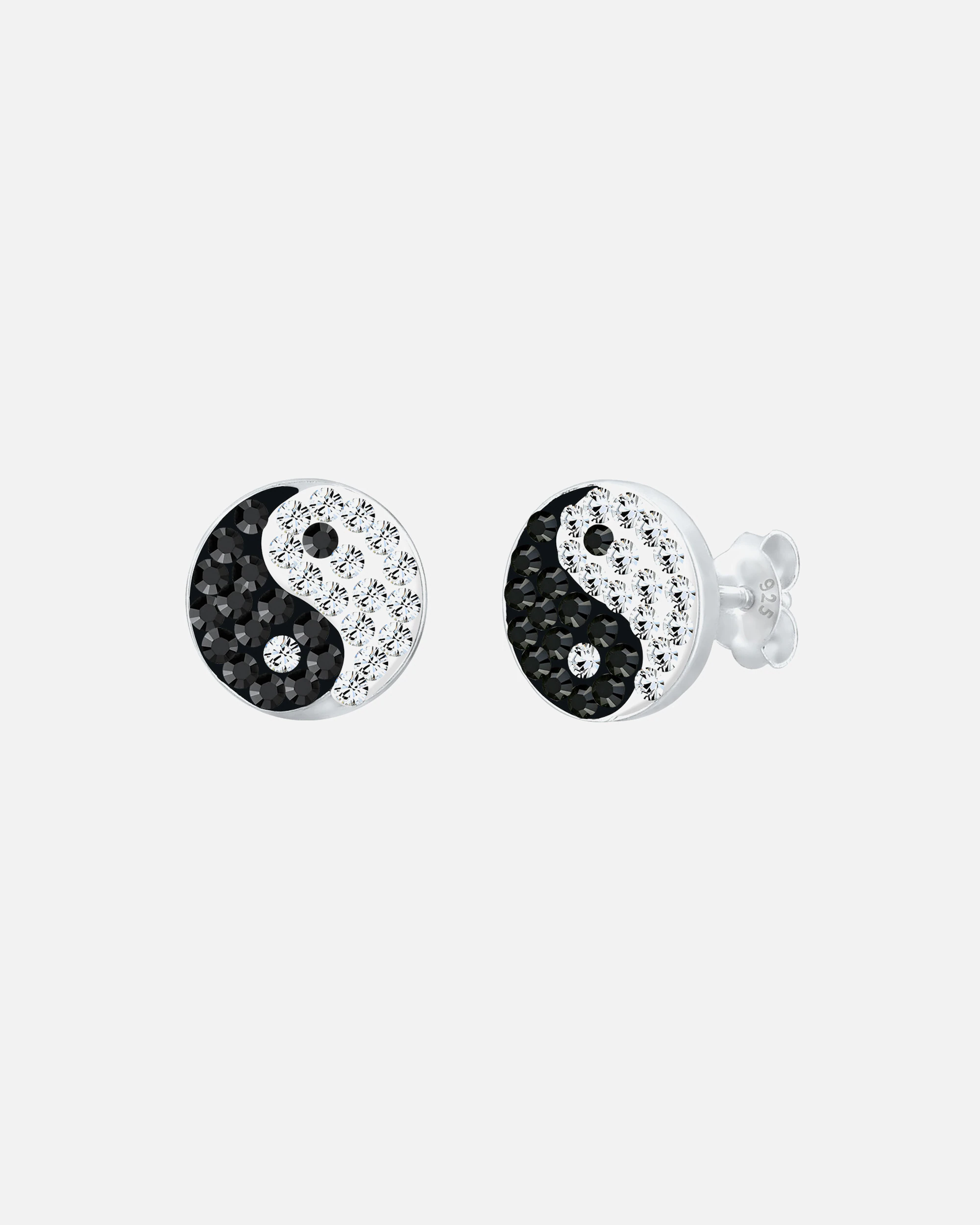 Elli Femmes clous d'oreilles symbole Yin et Yang tendance avec cristaux en argent sterling 925