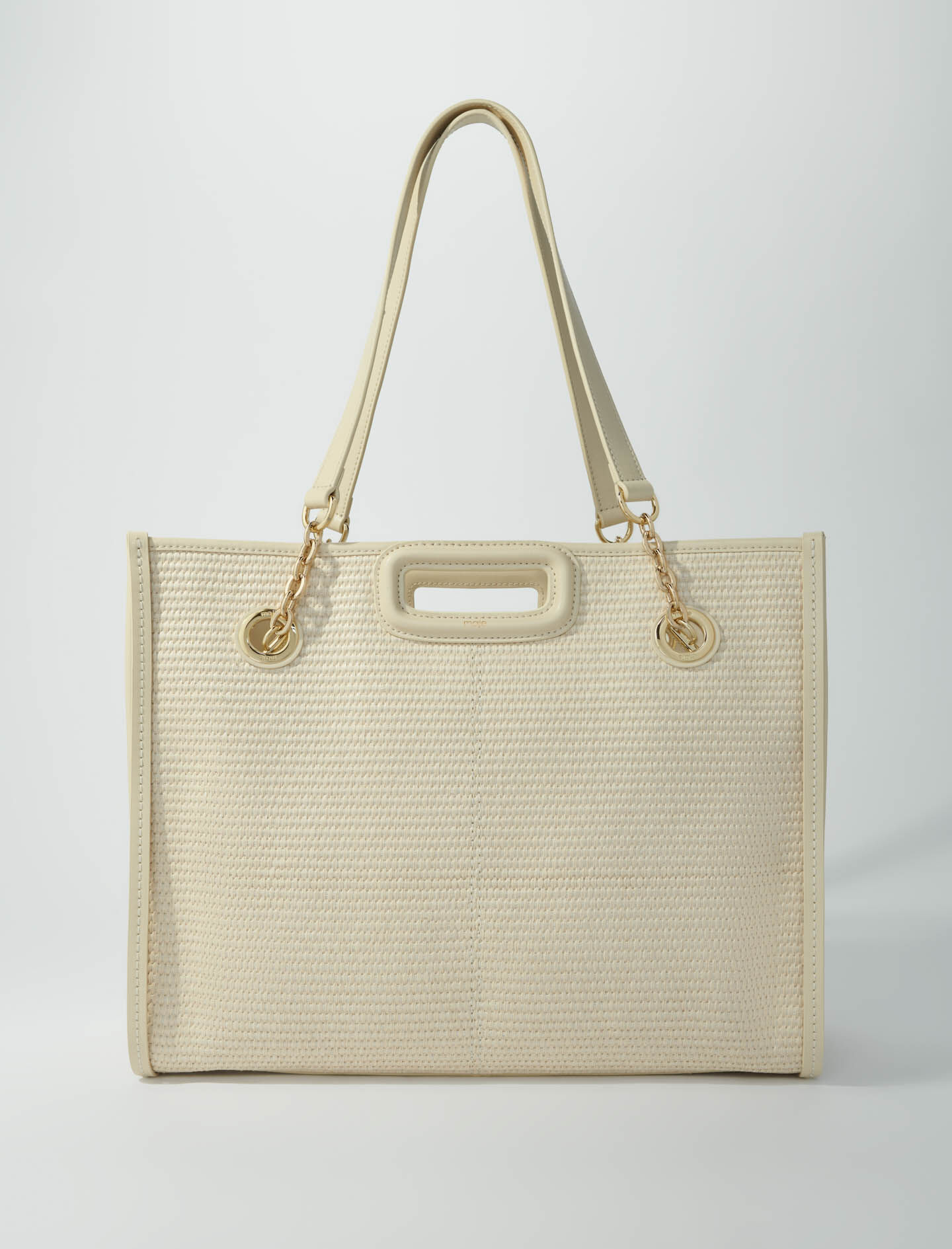 Raffia-efektinen kangaskassi - Beige
