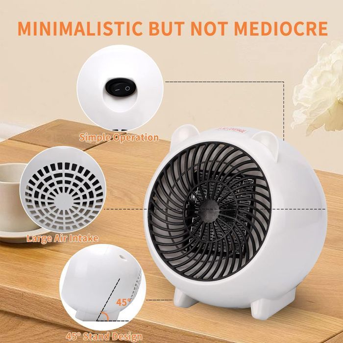 Calefactor auxiliar - Silencioso - Cerámico PTC - 500W - Portátil - Eléctrico