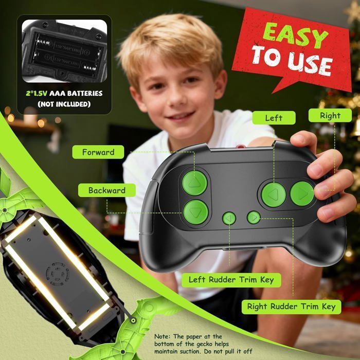 Remote Controlled Gecko - Remote Control Lizard with Light-Up Eyes - Climbs Walls and Ceilings - Toy for Children Ages 4-10+