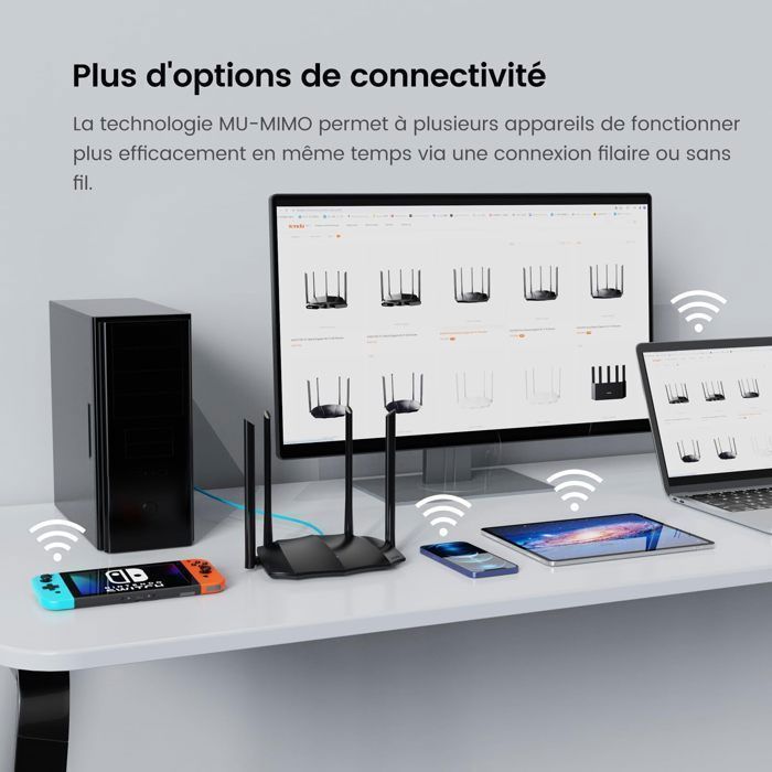 Router WiFi Tenda AC8 AC1200, Router wireless, Dual-Band, 3 porte WAN/LAN Gigabit, Modalità punto di accesso ripetitore, Beamforming, MU-MIMO
