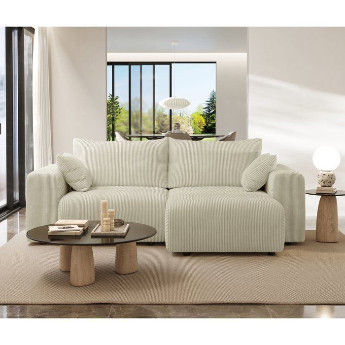 Omkeerbare hoekbank - 4-zits - BOGOTA - Crèmekleurige stof - 227 x 138 x 86 cm