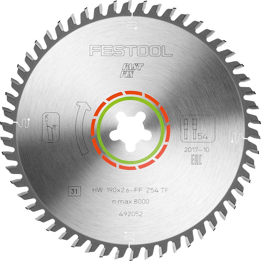 Lamă de ferăstrău FESTOOL TCT cu 54 de dinți, 190 mm, pentru tăierea pardoselilor laminate – FAST FIX