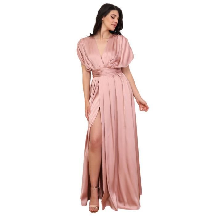 Vestido cruzado de satén con fruncido