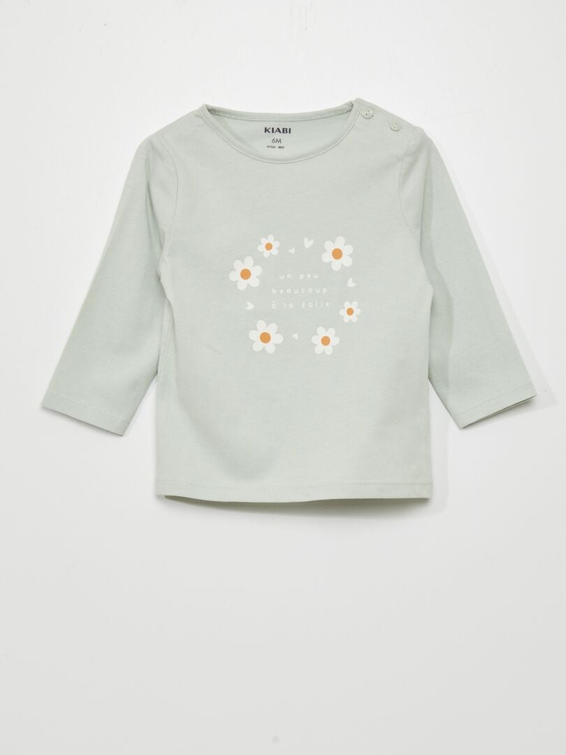 Bedrukt T-shirt met lange mouwen - BLAUW