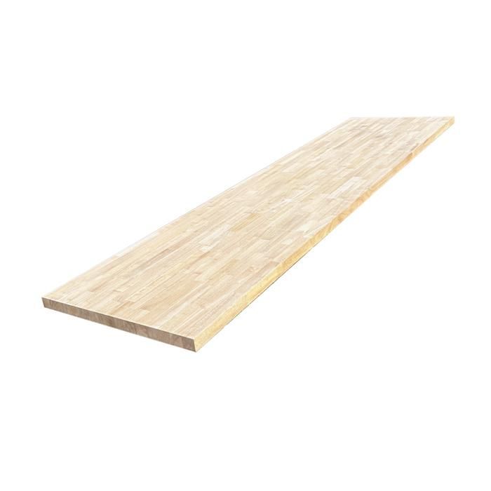 Plan de travail Hévéa Massif Lamellé Collé Abouté, L.250 cm x l.65 cm, Ep.36 mm