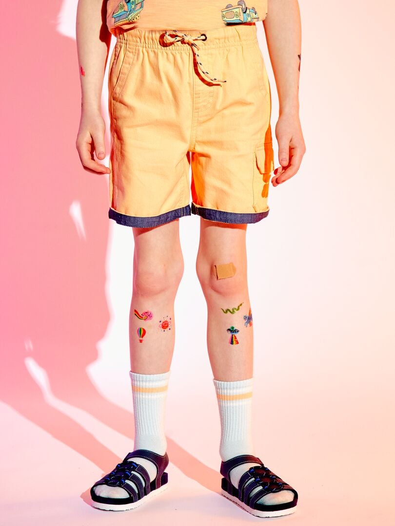 Pantalones cortos vaqueros rectos - NARANJA