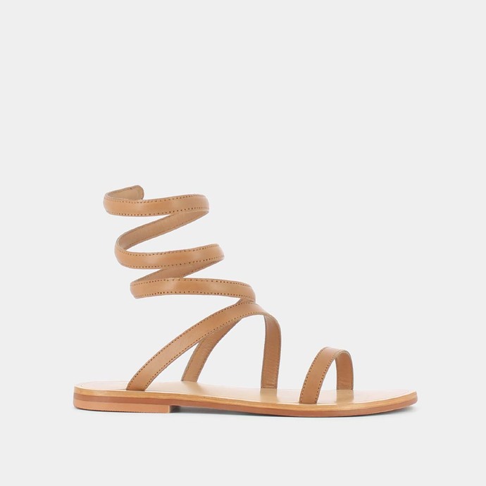 Sandales à brides torsadées  en cuir camel