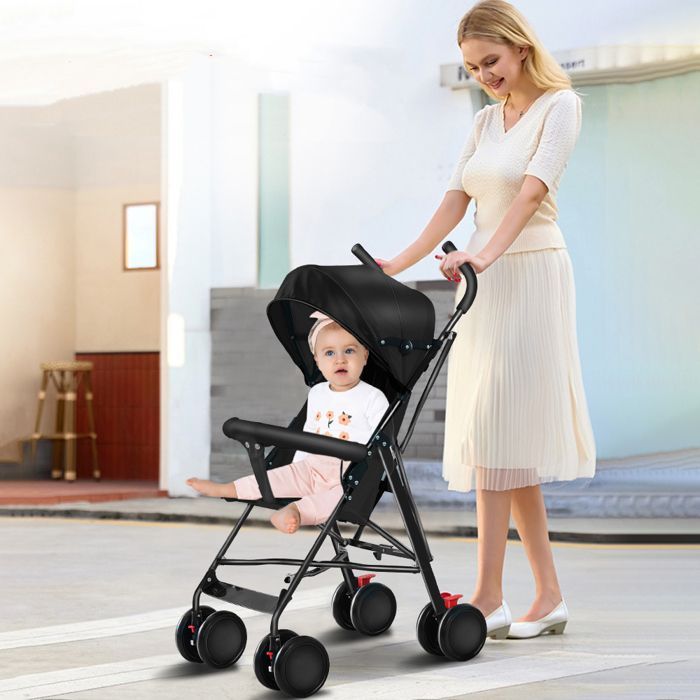 Passeggino compatto SUPFINE per bambini dai 6 mesi in su (fino a 15 kg), pieghevole, con capottina e zanzariera.