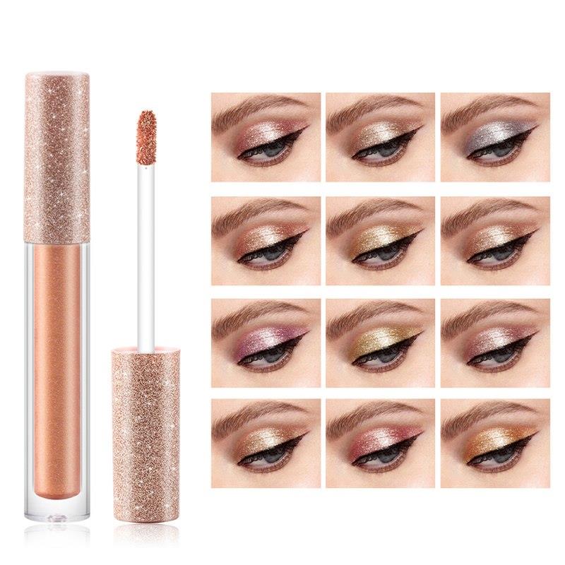 12 Couleurs Fard à Paupières Liquide Pailleté Lumineux Fard à Paupières Brillant Imperméable Maquillage Liquide Scintillant TSLM2
