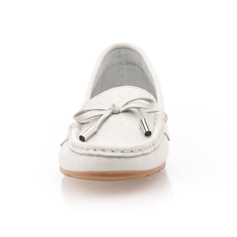 Weiße Damen-Loafer/Bootsschuhe
