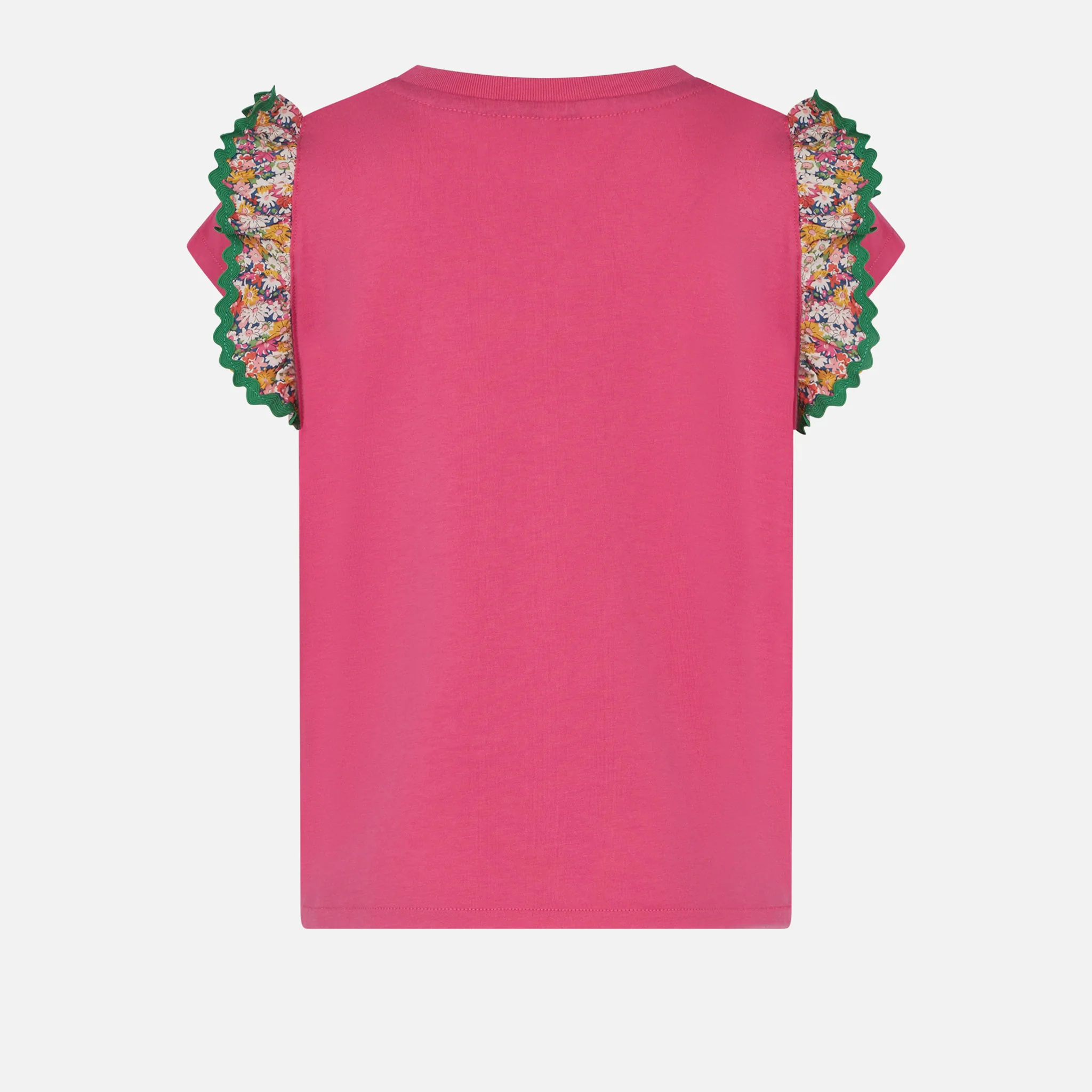 Katoenen T-shirt voor meisjes met ruches en borduurwerk.
