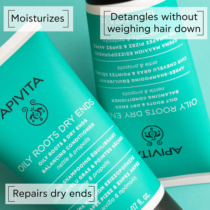 Apivita Oily Roots & Dry Ends Balancing Conditioner voor een vette hoofdhuid en droge haarpunten