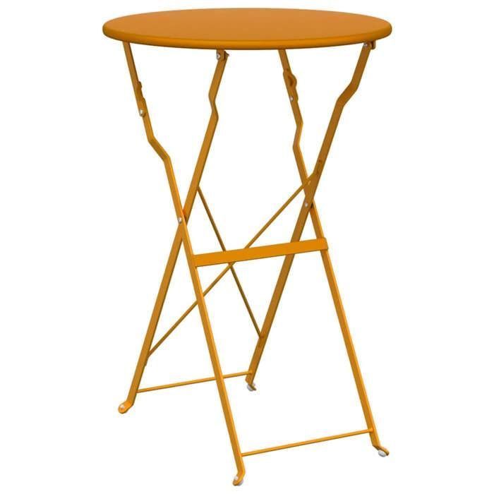 Folding bistro set - BURKE - 3 pieces - Mustard - Steel - 50x50x71 cm - Folding table - Folding chairs