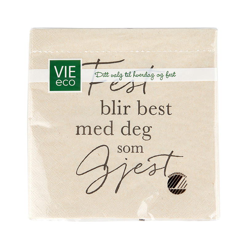 Vie Eco Servietter 30-pakning 2-lags ubleket Party er best