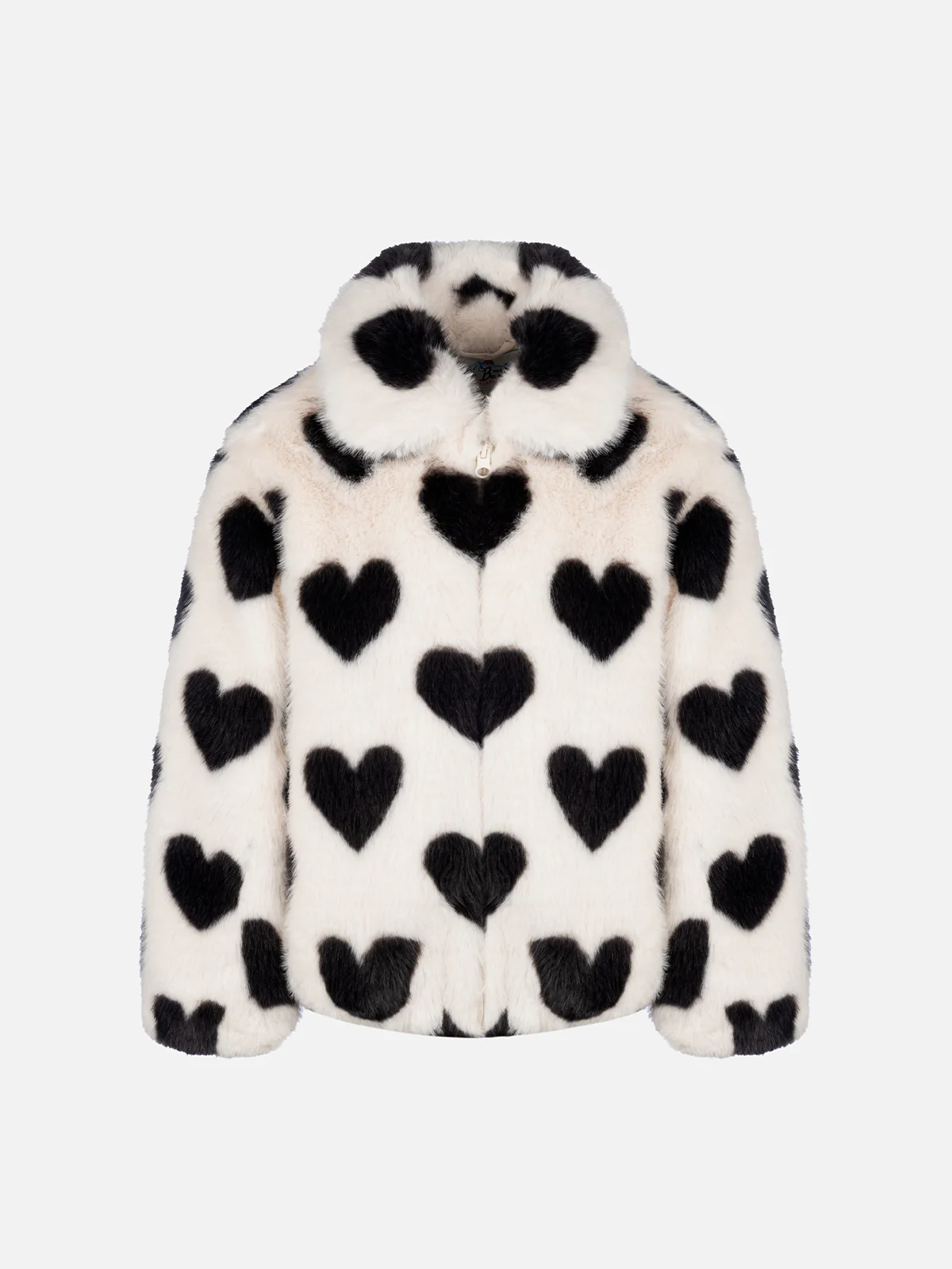 Veste en fausse fourrure Aveline pour filles avec imprimé cœur