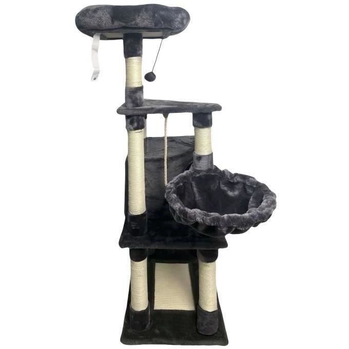 SWIFTY Krabpaal - 55 x 40 x 138 cm - Donkergrijs - 3 platforms, 1 zitplaats, 1 schuilplaats, krabpalen