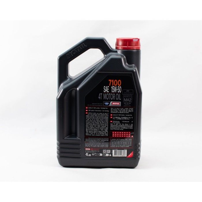 Bidon d'huile Motul 15W-50 7100 MA2 100% synthèse pour moto 4T 4L