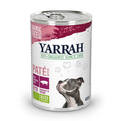 Aliment humide biologique pour chiens Yarrah - 9 + 3 gratuits !*