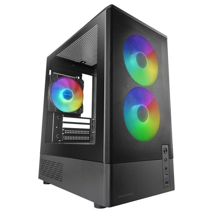 MicroATX Case - MARS GAMING - MC-ONYX - Metal Mesh Front Panel - 3x ARGB FDB - Tempered Glass Side Panel