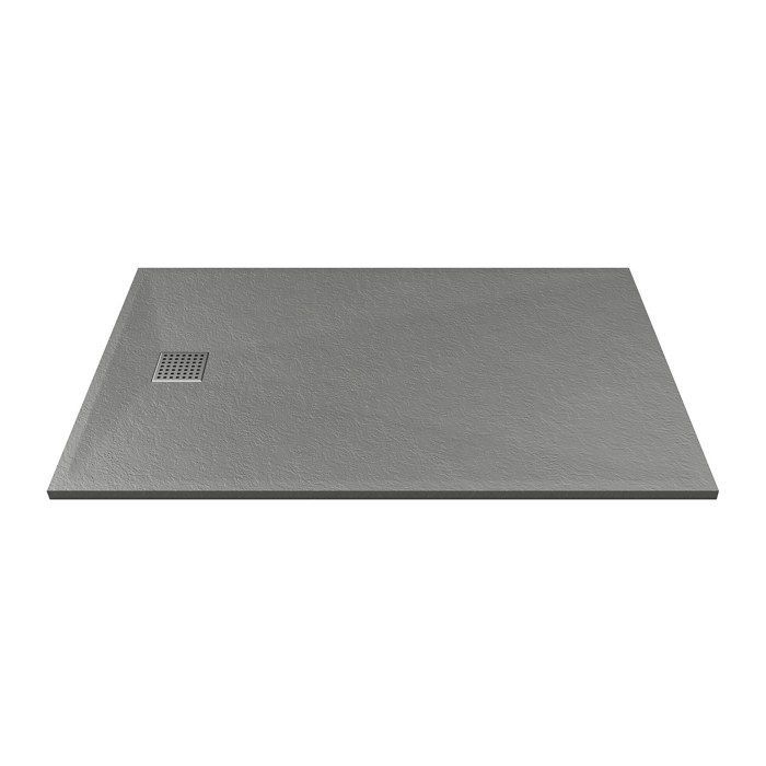 Plato de ducha extraplano para instalación en superficie o empotrado, recortable, fabricado en resina SMC - Gris - 140 x 90 cm - MIRNOSA
