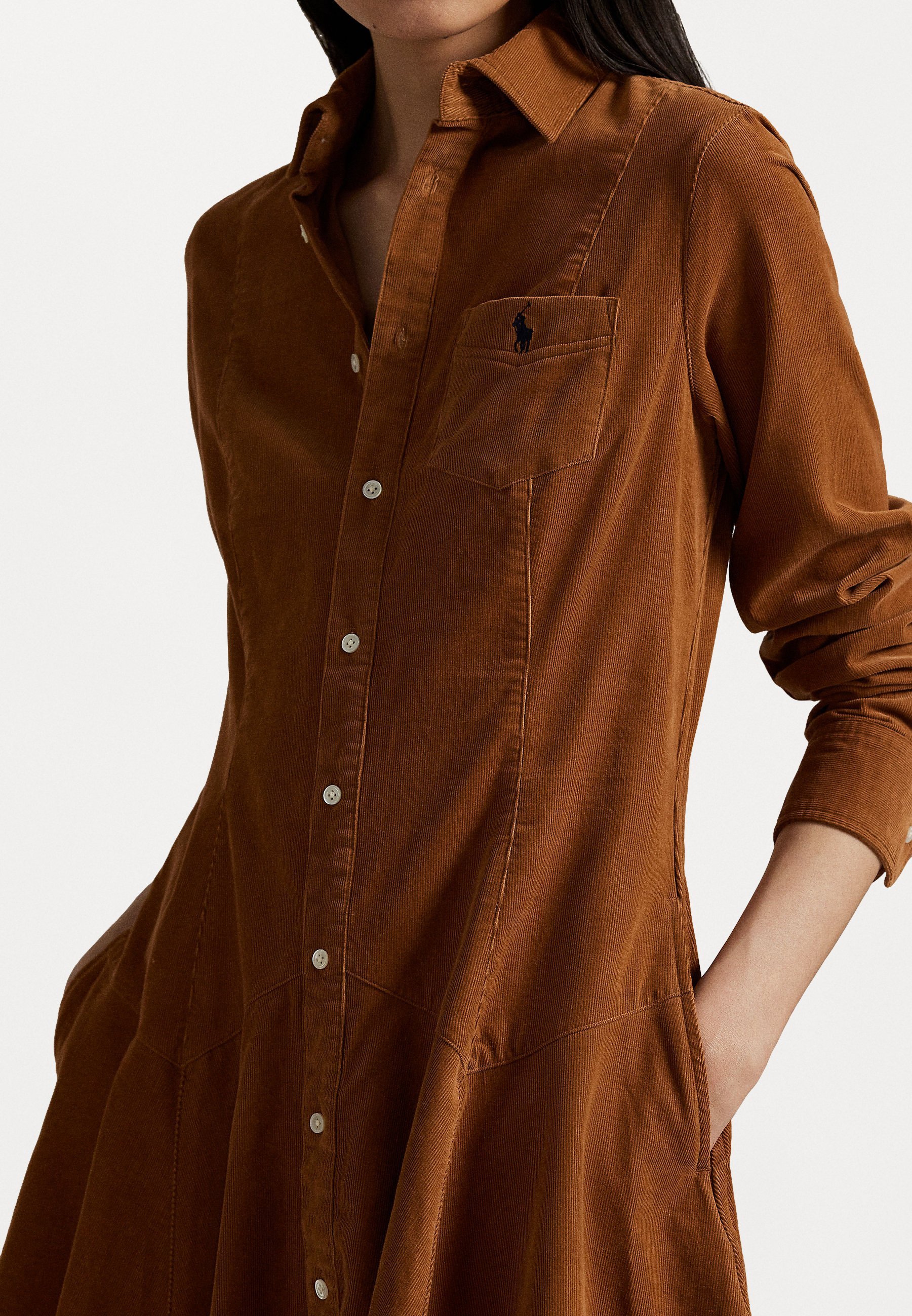 Polo Ralph Lauren katoenen corduroy A-lijn overhemdjurk - Overhemdjurk - beige