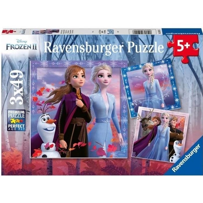 Frozen 2: De reis begint, puzzels van 3 x 49 stukjes, geschikt voor kinderen vanaf 5 jaar, Ravensburger