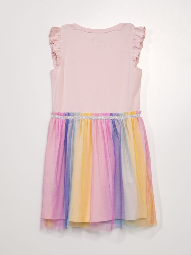 Vestido tipo camiseta con tul - ROSA